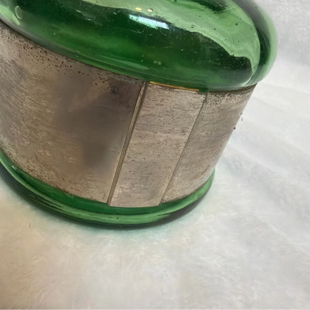 Emerald Green glass decanter & ball stopper 12” - Vintage